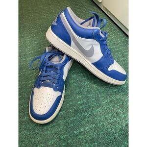 Nike Air Jordan 1 Low Shoes Men's 8.5 True Blue Cement Grey & White 553558-412